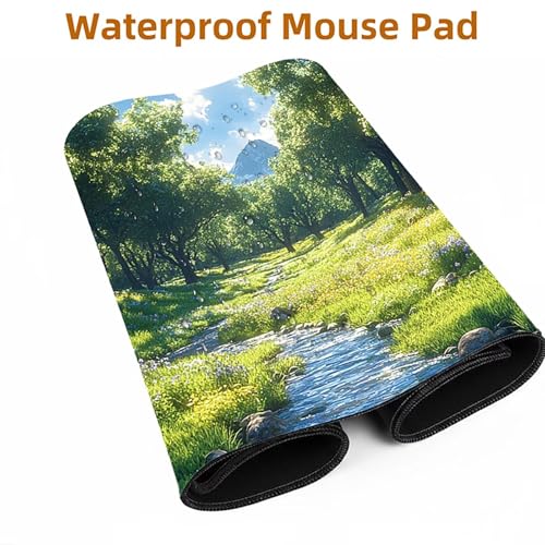 Mauspad Baum Gaming Mauspad XXL 1000x400x3 mm Wasserfest Schreibtischunterlage Landschaft Genähte Kanten Antirutsch Gummibasis, Mauspad Gaming für Laptop Maus Herbstdeko Home Decoration FSBD-0446 Bild 5