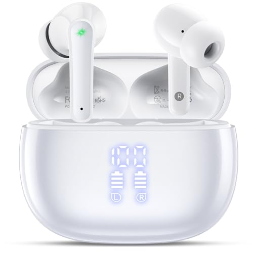 ZIUTY Kabellose Bluetooth Kopfhörer 5.3, In Ear Kopfhörer mit 4 ENC Mikrofonen, 48 Std Akkulaufzeit, LED Display, HiFi Stereo Sound, IPX7 wasserdicht – Pearl Bild 1