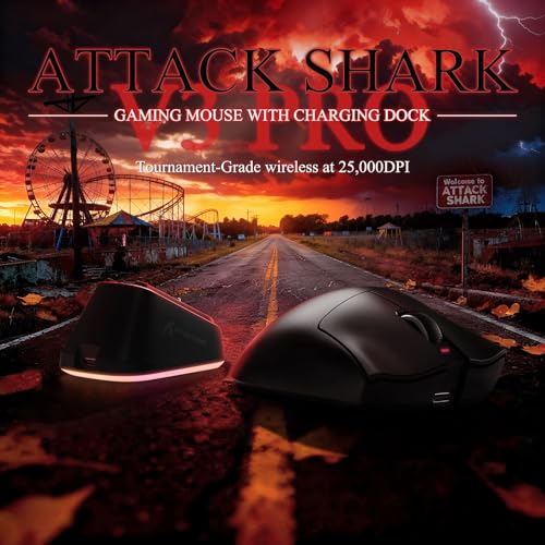 MAMBASNAKE x Attack Shark V3PRO Kabellose Gaming-Maus mit Magnetischer Ladestation, PAW3311-Sensor, BT/2,4 GHz/USB-C, 62g Leicht, 500 mAh Akku, 25,000 DPI Lightspeed Gamer Office- für PC/Mac–Schwarz Bild 2