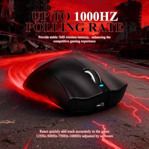 MAMBASNAKE x Attack Shark V3PRO Kabellose Gaming-Maus mit Magnetischer Ladestation, PAW3311-Sensor, BT/2,4 GHz/USB-C, 62g Leicht, 500 mAh Akku, 25,000 DPI Lightspeed Gamer Office- für PC/Mac–Schwarz Bild 5