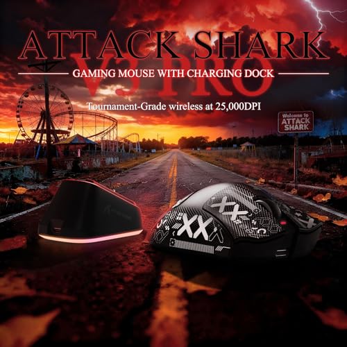 MAMBASNAKE x Attack Shark V3PRO Kabellose Gaming-Maus mit Magnetischer Ladestation,PAW3311-Sensor, BT/2,4 GHz/USB-C,62g Leicht, 500 mAh, 25,000 DPI Lightspeed Gamer Office für PC/Mac–Schwarz mit Tape Bild 2