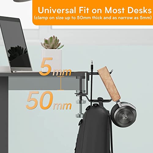 Headset-Halterung for PC-Gaming-Kopfhörer, Doppel-Headset-Hakenhalterung mit Verstellbarer und drehbarer Armklemme, Kopfhörerhalterung for unter den Schreibtisch Bild 5