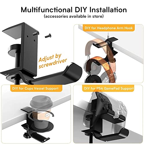 Headset-Halterung for PC-Gaming-Kopfhörer, Doppel-Headset-Hakenhalterung mit Verstellbarer und drehbarer Armklemme, Kopfhörerhalterung for unter den Schreibtisch Bild 6