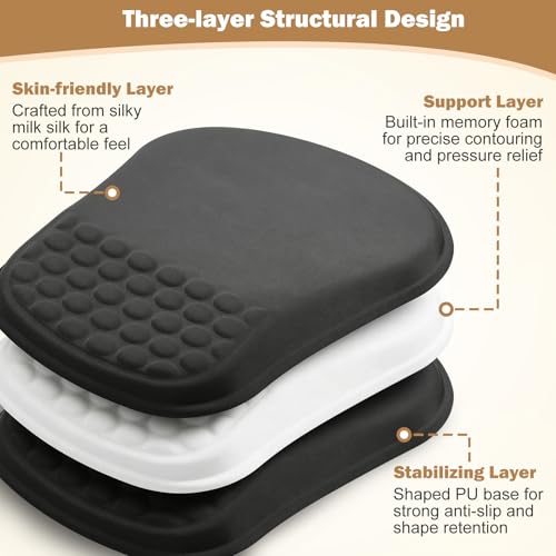 Ergonomisches Mauspad, Memory Foam Mousepad mit Handauflage, Mause Pad mit Handgelenkauflage, , mit Rutschfester PU-Basis, für Büro Home Heim Computer Laptop Bild 3