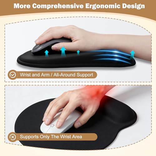Ergonomisches Mauspad, Memory Foam Mousepad mit Handauflage, Mause Pad mit Handgelenkauflage, , mit Rutschfester PU-Basis, für Büro Home Heim Computer Laptop Bild 6