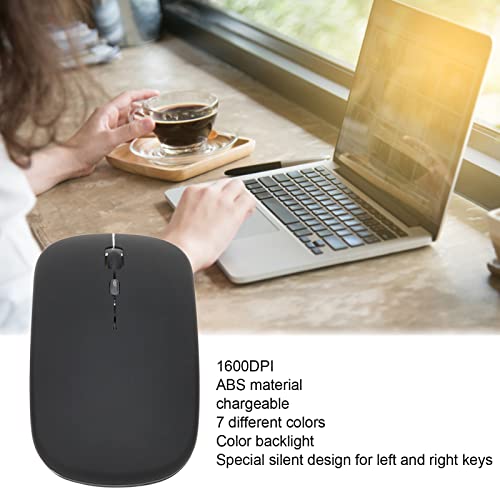 KIMISS Kabellose Gaming-Maus, Wiederaufladbar, 2,4 G, USB, Leise klick-Maus für Laptop und PC, 1600 DPI mit Bunter Hintergrundbeleuchtung (Black) Bild 2