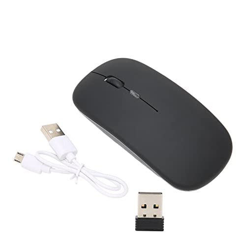 KIMISS Kabellose Gaming-Maus, Wiederaufladbar, 2,4 G, USB, Leise klick-Maus für Laptop und PC, 1600 DPI mit Bunter Hintergrundbeleuchtung (Black) Bild 6