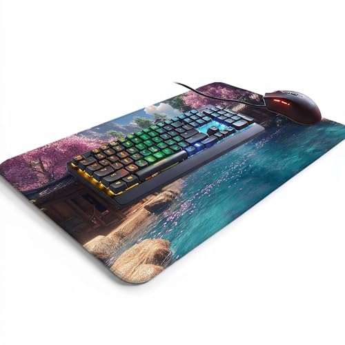Mauspad Wasserfall Gaming Mauspad xxl 1000x400x3mm Wasserfest Schreibtischunterlage Architektur Genähte Kanten Antirutsch Gummibasis,Mauspad Gaming für Laptop Maus Herbstdeko Home Decoration FSBD-2143 Bild 3