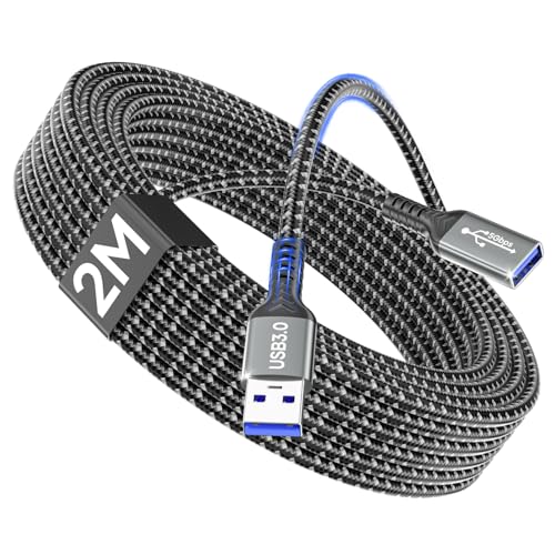 USB 3.0 Verlängerung Kabel 2M, USB-A Stecker auf A Buchse, 5Gbps High-Speed-Übertragungskabel Kompatibel mit Tastatur, Maus, USB-Stick, Drucker, Scanner, Gaming-Controller Bild 1