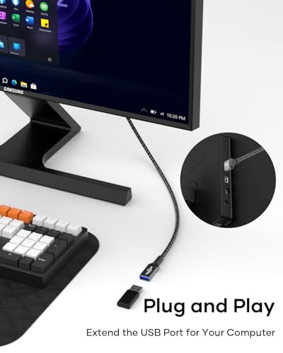USB 3.0 Verlängerung Kabel 2M, USB-A Stecker auf A Buchse, 5Gbps High-Speed-Übertragungskabel Kompatibel mit Tastatur, Maus, USB-Stick, Drucker, Scanner, Gaming-Controller Bild 4