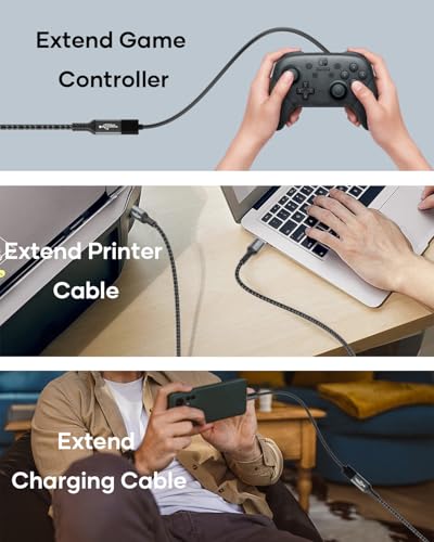 USB 3.0 Verlängerung Kabel 2M, USB-A Stecker auf A Buchse, 5Gbps High-Speed-Übertragungskabel Kompatibel mit Tastatur, Maus, USB-Stick, Drucker, Scanner, Gaming-Controller Bild 7