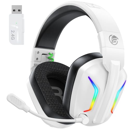 Fachixy FC-300 Gaming Headset mit Mikrofon, 2,4G Wireless Headset für PS5, PS4, PC, Switch, Mac, Surround Sound Faltbarer Bluetooth Gaming Kopfhörer kabellos mit LED Licht, Über 50H+ Akkulaufzeit Bild 1