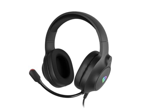 Genesis Neon 213 RGB Gaming Headset, Over-Ear Kopfhörer mit Mikrofon, 50mm Treiber, LED Beleuchtung, Lautstärkeregler am Hörer, 2X 3,5mm Klinke + USB, für PC, Schwarz Bild 1