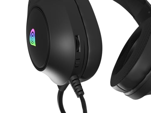 Genesis Neon 213 RGB Gaming Headset, Over-Ear Kopfhörer mit Mikrofon, 50mm Treiber, LED Beleuchtung, Lautstärkeregler am Hörer, 2X 3,5mm Klinke + USB, für PC, Schwarz Bild 5