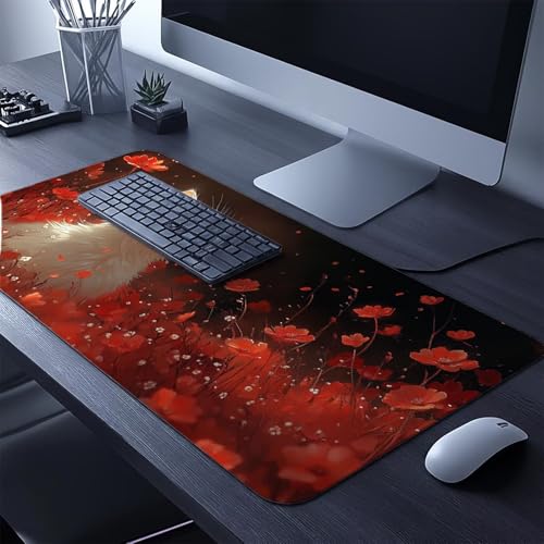 Mauspad Katze Gaming Mauspad XXL 100x40x0.3cm Wasserfest Schreibtischunterlage Tier Genähte Kanten Antirutsch Gummibasis, Mauspad Gaming für Laptop Tastatur Maus Herbstdeko Home Decoration FSBD-4592 Bild 2