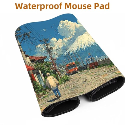 Mauspad Vulkan Fuji Gaming Mauspad xxl 100 x 40 x 0.3cm Wasserfest Schreibtischunterlage Japan Genähte Kanten Antirutsch Gummibasis, Mauspad Gaming für Laptop Maus Herbstdeko Home Decoration FSBD-4897 Bild 5