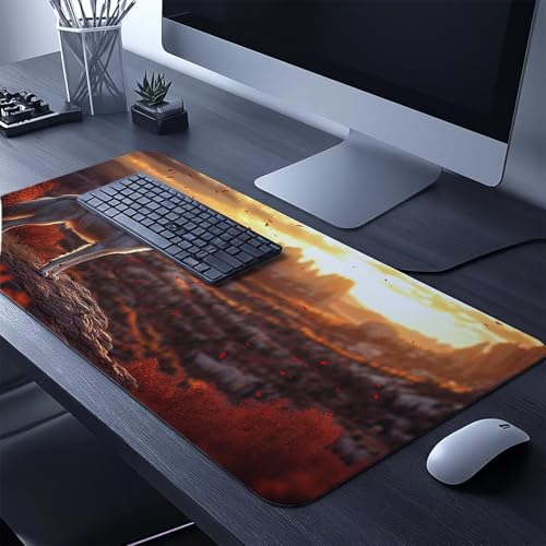 Mauspad Wolf Gaming Mauspad XXL 1000x400x3mm Wasserfest Schreibtischunterlage Tier Genähte Kanten Antirutsch Gummibasis, Mauspad Gaming für Laptop Tastatur Maus Herbstdeko Home Decoration FSBD-6708 Bild 2