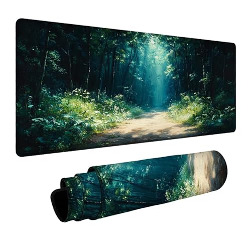 Mauspad Baum Gaming Mauspad xxl 100x40x0.3cm Wasserfest Schreibtischunterlage Pflanzen Genähte Kanten Antirutsch Gummibasis,Mauspad Gaming für Laptop Tastatur Maus Herbstdeko Home Decoration FSBD-3442 Bild 1