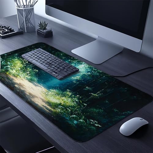 Mauspad Baum Gaming Mauspad xxl 100x40x0.3cm Wasserfest Schreibtischunterlage Pflanzen Genähte Kanten Antirutsch Gummibasis,Mauspad Gaming für Laptop Tastatur Maus Herbstdeko Home Decoration FSBD-3442 Bild 2