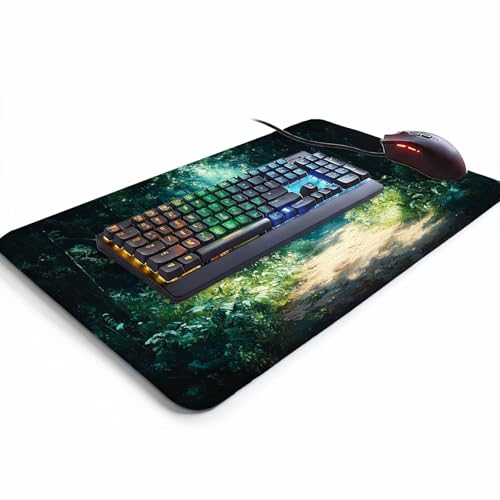 Mauspad Baum Gaming Mauspad xxl 100x40x0.3cm Wasserfest Schreibtischunterlage Pflanzen Genähte Kanten Antirutsch Gummibasis,Mauspad Gaming für Laptop Tastatur Maus Herbstdeko Home Decoration FSBD-3442 Bild 3