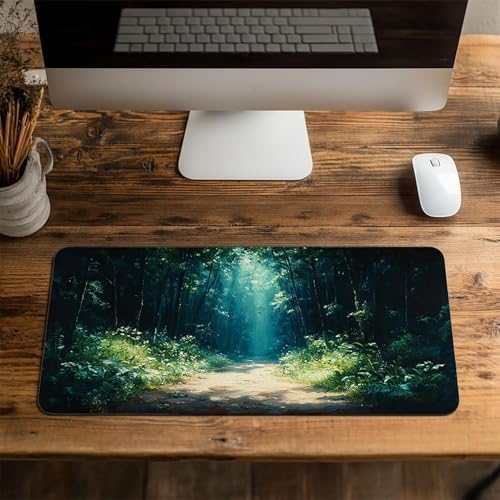 Mauspad Baum Gaming Mauspad xxl 100x40x0.3cm Wasserfest Schreibtischunterlage Pflanzen Genähte Kanten Antirutsch Gummibasis,Mauspad Gaming für Laptop Tastatur Maus Herbstdeko Home Decoration FSBD-3442 Bild 4