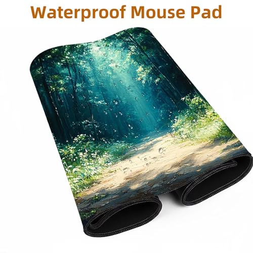 Mauspad Baum Gaming Mauspad xxl 100x40x0.3cm Wasserfest Schreibtischunterlage Pflanzen Genähte Kanten Antirutsch Gummibasis,Mauspad Gaming für Laptop Tastatur Maus Herbstdeko Home Decoration FSBD-3442 Bild 5