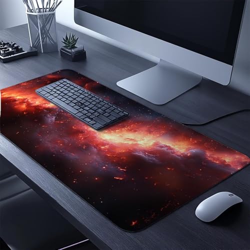 Mauspad Universum Gaming Mauspad XXL 100 x 40 x 0.3cm Wasserfest Schreibtischunterlage Wolke Genähte Kanten Antirutsch Gummibasis, Mauspad Gaming für Laptop Maus Herbstdeko Home Decoration FSBD-7162 Bild 2