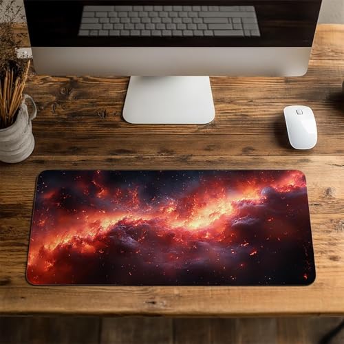 Mauspad Universum Gaming Mauspad XXL 100 x 40 x 0.3cm Wasserfest Schreibtischunterlage Wolke Genähte Kanten Antirutsch Gummibasis, Mauspad Gaming für Laptop Maus Herbstdeko Home Decoration FSBD-7162 Bild 4