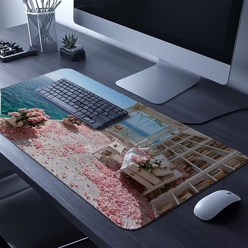 Mauspad Skateboard Gaming Mauspad XXL 1000x400x3mm Wasserfest Schreibtischunterlage Meerblick Genähte Kanten Antirutsch Gummibasis, Mauspad Gaming für Laptop Maus Herbstdeko Home Decoration FSBD-3321 Bild 2