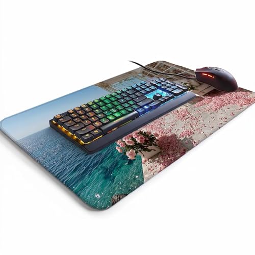 Mauspad Skateboard Gaming Mauspad XXL 1000x400x3mm Wasserfest Schreibtischunterlage Meerblick Genähte Kanten Antirutsch Gummibasis, Mauspad Gaming für Laptop Maus Herbstdeko Home Decoration FSBD-3321 Bild 3