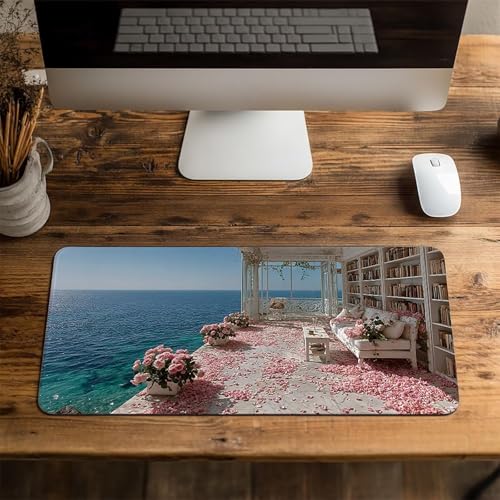 Mauspad Skateboard Gaming Mauspad XXL 1000x400x3mm Wasserfest Schreibtischunterlage Meerblick Genähte Kanten Antirutsch Gummibasis, Mauspad Gaming für Laptop Maus Herbstdeko Home Decoration FSBD-3321 Bild 4