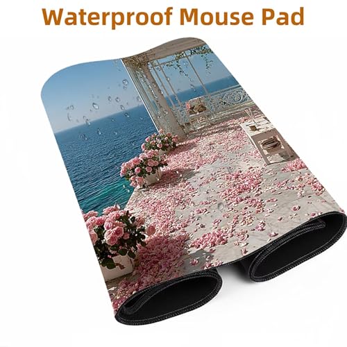 Mauspad Skateboard Gaming Mauspad XXL 1000x400x3mm Wasserfest Schreibtischunterlage Meerblick Genähte Kanten Antirutsch Gummibasis, Mauspad Gaming für Laptop Maus Herbstdeko Home Decoration FSBD-3321 Bild 5