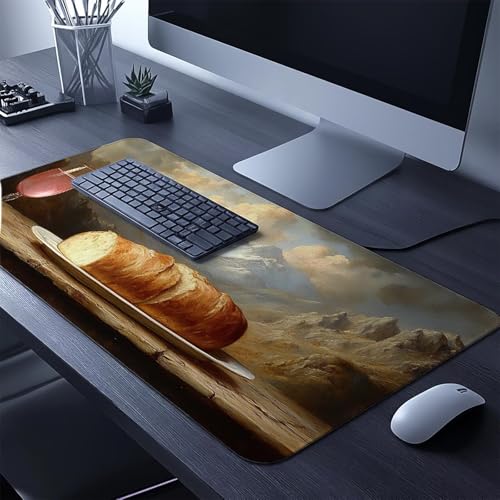 Mauspad Berg Gaming Mauspad XXL 1000 x 400 x 3 mm Wasserfest Schreibtischunterlage Brot Genähte Kanten Antirutsch Gummibasis, Mauspad Gaming für Laptop Maus Herbstdeko Home Decoration FSBD-4187 Bild 2