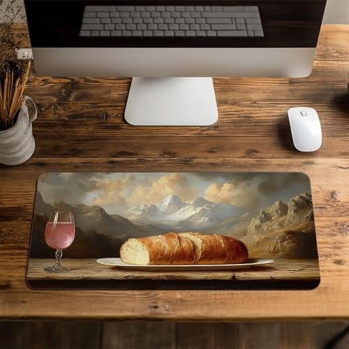 Mauspad Berg Gaming Mauspad XXL 1000 x 400 x 3 mm Wasserfest Schreibtischunterlage Brot Genähte Kanten Antirutsch Gummibasis, Mauspad Gaming für Laptop Maus Herbstdeko Home Decoration FSBD-4187 Bild 4