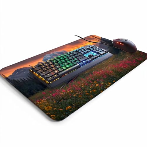 Mauspad Zug Gaming Mauspad XXL 1000 x 400 x 3mm Wasserfest Schreibtischunterlage Landschaft Genähte Kanten Antirutsch Gummibasis, Mauspad Gaming für Laptop Maus Herbstdeko Home Decoration FSBD-4727 Bild 3