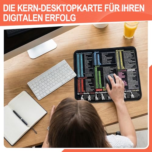 Mauspad 300 x 250 x 2 mm, Mauspad Klein für Excel Word PPT Windows Shortcuts, Excel Schreibtischunterlage Deutsch Wasserdicht und rutschfest, Schwarz Mousepad Deutsch für Büro Zuhause Gaming Studium Bild 4