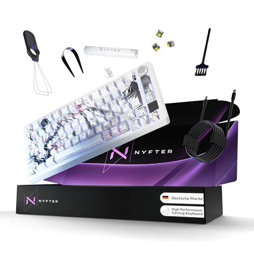 Nyfter Nyfboard HE 84K – Wireless Magnetische Hall-Effekt Gaming-Tastatur mit Hall-Effect-Switches, 8K Hz, 0.1mm Auslösepunkt, RGB Beleuchtung, Hochwertige Verarbeitung,(DE‐Layout) (SakuraWeiß) Bild 1
