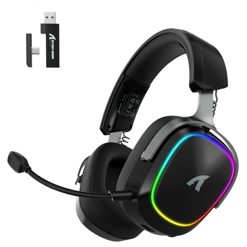 ATTACK SHARK G800 Kabelloses Gaming-Headset, 1000 mAh, Abnehmbares Mikrofon, Aluminiumlegierungsrahmen, 20 ms, 50 mm Treiber, 3 Modi (2.4G/BT/Kabelgebunden) für PC/PS/Phone (schwarz) Bild 1