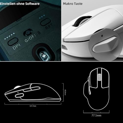 Keychron M7 8K Kabellose Gaming Maus – PixArt 3950 Sensor, 30000 DPI, 2.4G/Bluetooth/USB-C, 63g Ultraleicht, Ergonomisches Design, für Windows/macOS (Weiß) Bild 5