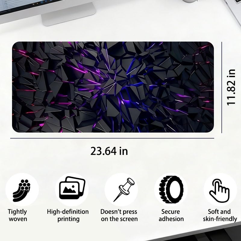 Extra großes schwarzes Mauspad, Gummiunterseite und präzise Kantennähte, strapazierfähige Schreibtischunterlage für Gaming und Bürodekoration, ideales Geschenk, Mauspads für den Schreibtisch Bild 2