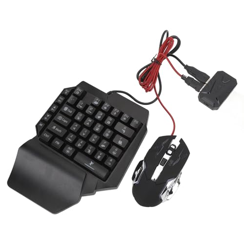 POENVFPO Einhand-Tastatur- und Maus-Adapter-Set für, Verzögerungsfreies Gaming-Kit mit Verstellbarer Telefonhalterung Bild 1