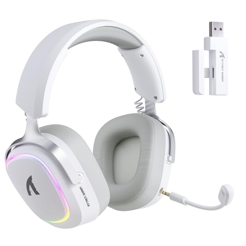 ATTACK SHARK G800 Kabelloses Gaming-Headset, Aluminiumrahmen, 7.1 Surround, Biegsames ENC-Mikrofon, Tri-Modus(2.4G/BT/3.5mm), 1000mAh, 50mm Treiber, RGB Für PC/Mac/PS/Xbox - Weiß Bild 1