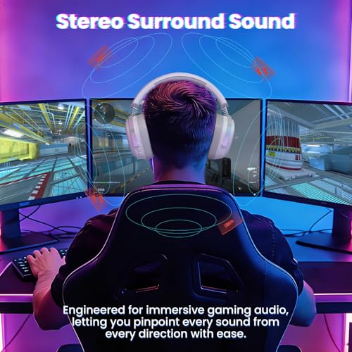 ATTACK SHARK G800 Kabelloses Gaming-Headset, Aluminiumrahmen, 7.1 Surround, Biegsames ENC-Mikrofon, Tri-Modus(2.4G/BT/3.5mm), 1000mAh, 50mm Treiber, RGB Für PC/Mac/PS/Xbox - Weiß Bild 5