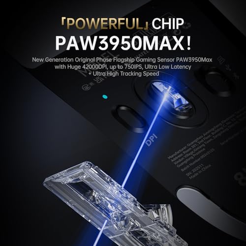 ATTACK SHARK X8 Ultimate Mouse for Large Hand, 65g Superlight, Nordic 54L15MCU, PixArt PAW3950MAX Gaming Sensor, BT/2.4G Wireless/Wired, Adjustable DPI up to 42000, 800mAh Battery (White) Bild 6