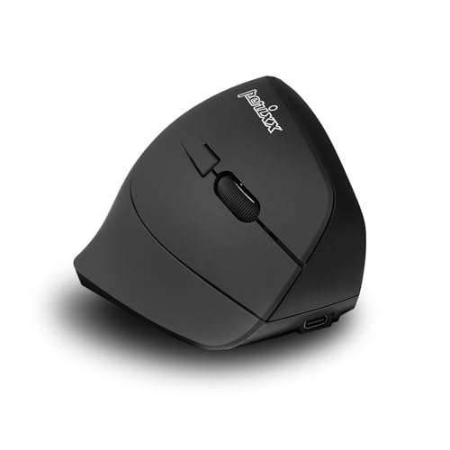Perixx PERIMICE-715R Kabellose Wiederaufladbare Vertikale Maus – Duale Ladefunktion (Kabel & Wireless) – 6-Tasten-Design – Schwarz – Für Rechtshänder Bild 1