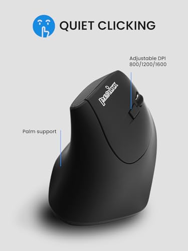 Perixx PERIMICE-715R Kabellose Wiederaufladbare Vertikale Maus – Duale Ladefunktion (Kabel & Wireless) – 6-Tasten-Design – Schwarz – Für Rechtshänder Bild 6