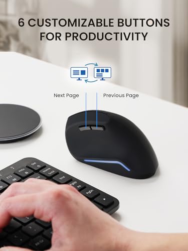 Perixx PERIMICE-715R Kabellose Wiederaufladbare Vertikale Maus – Duale Ladefunktion (Kabel & Wireless) – 6-Tasten-Design – Schwarz – Für Rechtshänder Bild 7