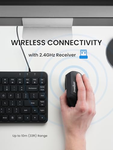 Perixx PERIMICE-715RX Kabellose Wiederaufladbare Vertikale Maus – Duale Ladefunktion (Kabel & Wireless) – Wireless-Ladegerät Inklusive – Für Rechtshänder – Schwarz Bild 3