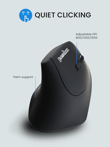 Perixx PERIMICE-715RX Kabellose Wiederaufladbare Vertikale Maus – Duale Ladefunktion (Kabel & Wireless) – Wireless-Ladegerät Inklusive – Für Rechtshänder – Schwarz Bild 6