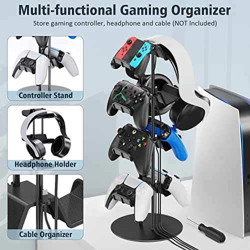 Kosker 4 stufige Kopfhörer Halter & Controller Halter, universelle Controller Halterung & Headset Halterung für PS5/PS4/Xbox/Nintendo Switch, Controller Stand mit Kabel Organizer, Gaming Zubehör Bild 2